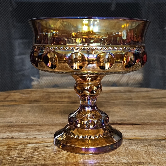 Indiana Carnival Glass Kings Crown Candy Dish Compote - Picture 4 of 7